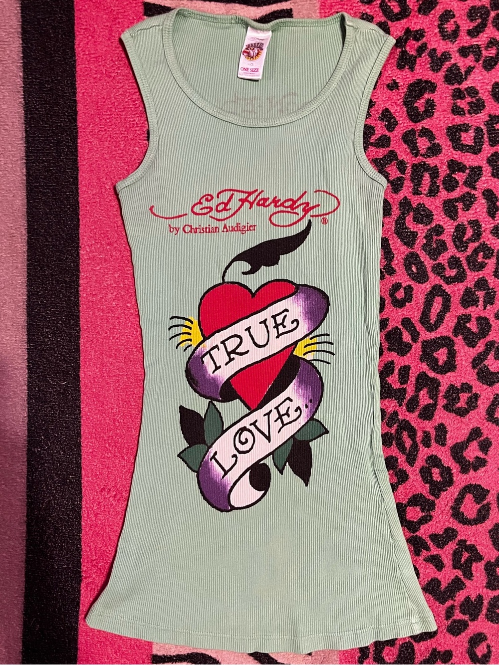 Vintage Y2K Don Ed Hardy one size ribbed tank top